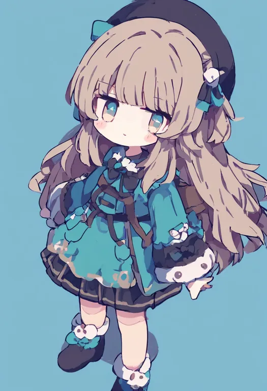 masterpiece, best quality, general, blue background, 1girl, solo — by k3scat, made with ComfyUI