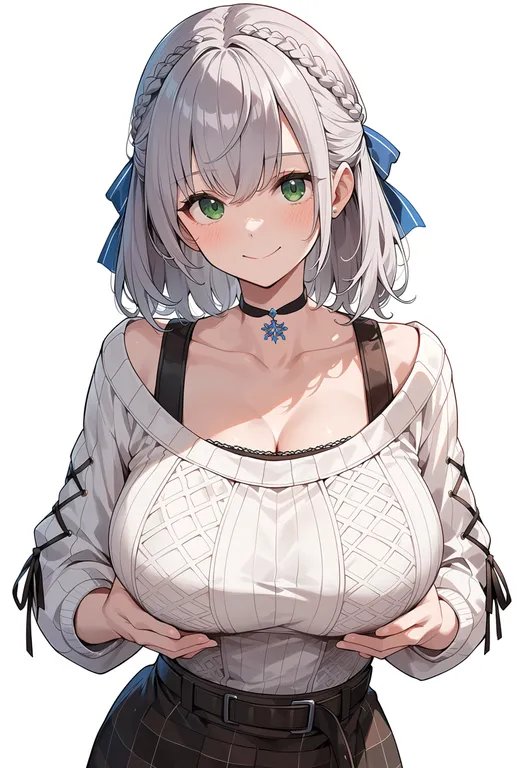 masterpiece, best quality, score_7, safe, shirogane noel (casual), solo, upper body, simple background — by k3scat, made with ComfyUI