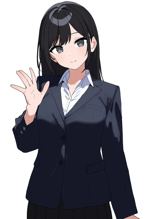 masterpiece, best quality, newest, absurdres, highres, safe, waving_arms, 1girl, solo, simple_background — by k3scat, made with ComfyUI
