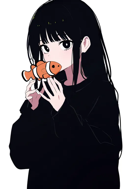 masterpiece, best quality, newest, absurdres, highres, safe, clownfish, 1girl, solo, simple_background — by k3scat, made with ComfyUI
