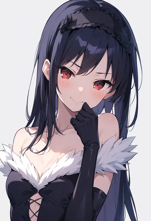 masterpiece, best quality, score_7, safe, kuroyukihime, solo, upper body, simple background — by k3scat, made with ComfyUI