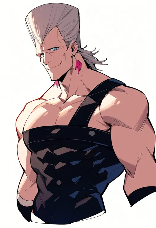 masterpiece, best quality, score_7, safe, jean pierre polnareff, solo, upper body, simple background — by k3scat, made with ComfyUI