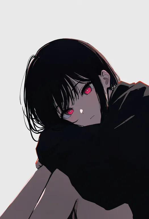masterpiece, best quality, newest, absurdres, highres, safe, hugging_another's_leg, 1girl, solo, simple_background — by k3scat, made with ComfyUI