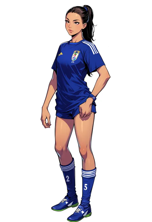 masterpiece, best quality, score_7, safe, 2011 fifa women's world cup, solo, full body, simple background — by k3scat, made with ComfyUI