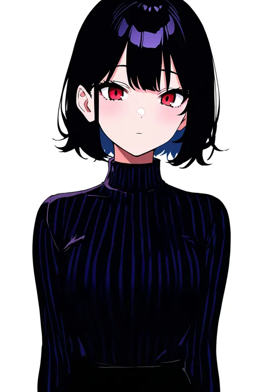masterpiece, best quality, newest, absurdres, highres, safe, vertical-striped_sleeves, 1girl, solo, simple_background — by k3scat, made with ComfyUI