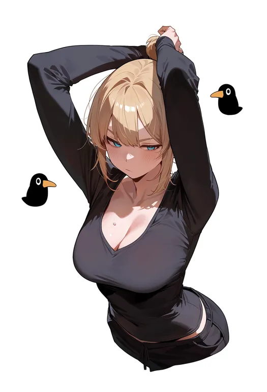 masterpiece, best quality, score_7, safe, failure penguin, solo, upper body, simple background — by k3scat, made with ComfyUI