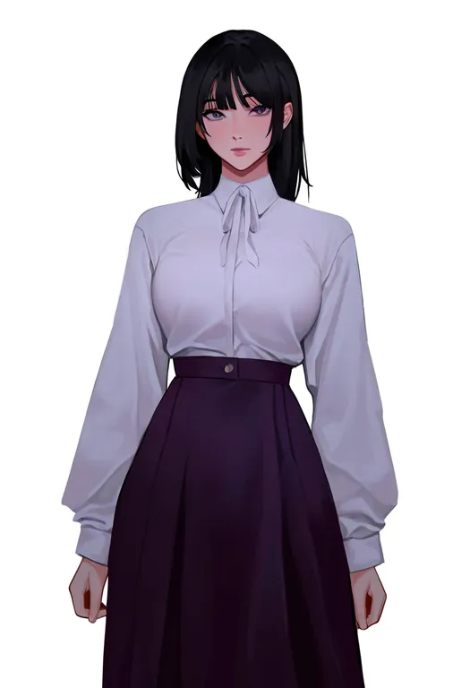 masterpiece, best quality, newest, absurdres, highres, safe, purple_skirt, 1girl, solo, simple_background — by k3scat, made with ComfyUI
