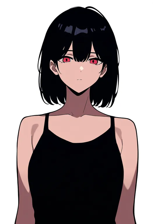masterpiece, best quality, newest, absurdres, highres, safe, black_tank_top, 1girl, solo, simple_background — by k3scat, made with ComfyUI