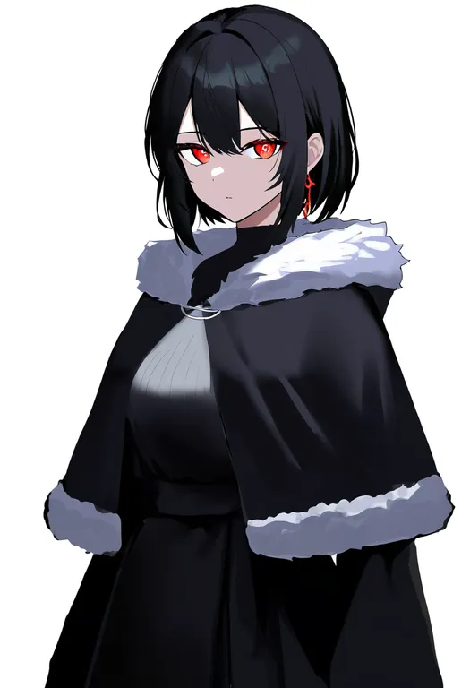 masterpiece, best quality, newest, absurdres, highres, safe, fur-trimmed_capelet, 1girl, solo, simple_background — by k3scat, made with ComfyUI