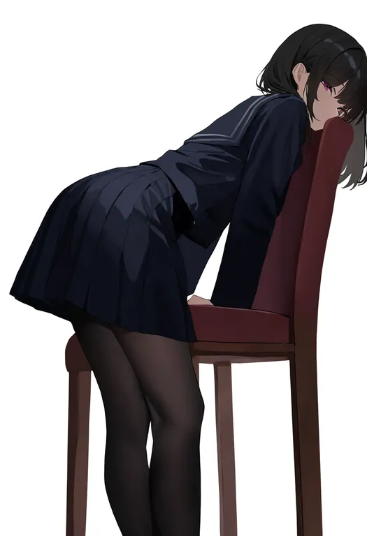masterpiece, best quality, newest, absurdres, highres, safe, bent_over_furniture, 1girl, solo, simple_background — by k3scat, made with ComfyUI
