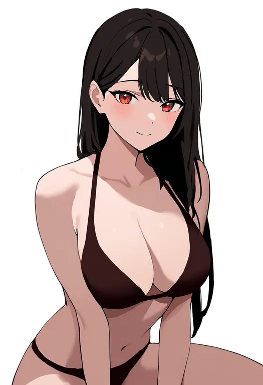 masterpiece, best quality, newest, absurdres, highres, safe, brown_bikini, 1girl, solo, simple_background — by k3scat, made with ComfyUI