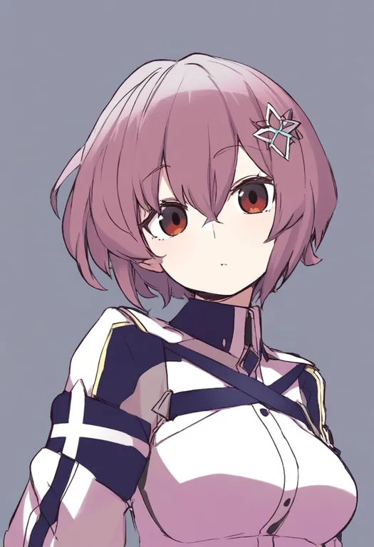 masterpiece, best quality, general, collared jacket, 1girl, solo, simple background — by k3scat, made with ComfyUI