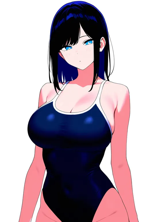 masterpiece, best quality, newest, absurdres, highres, safe, taut_swimsuit, 1girl, solo, simple_background — by k3scat, made with ComfyUI