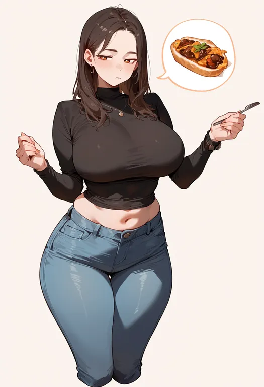 masterpiece, best quality, score_7, safe, spoken food, 1girl, solo, simple background — by k3scat, made with ComfyUI
