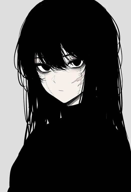 masterpiece, best quality, newest, absurdres, highres, safe, scar_on_cheek, 1girl, solo, simple_background — by k3scat, made with ComfyUI