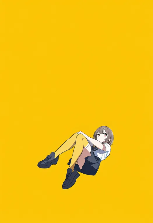 masterpiece, best quality, newest, absurdres, highres, safe, yellow_thighhighs, 1girl, solo, simple_background — by k3scat, made with ComfyUI