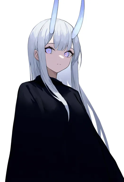 masterpiece, best quality, newest, absurdres, highres, safe, white_horns, 1girl, solo, simple_background — by k3scat, made with ComfyUI