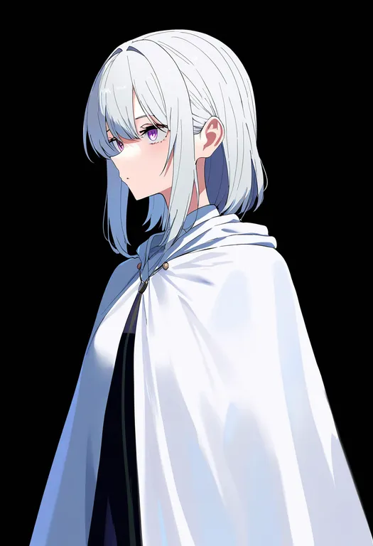 masterpiece, best quality, newest, absurdres, highres, safe, white_cape, 1girl, solo, simple_background — by k3scat, made with ComfyUI