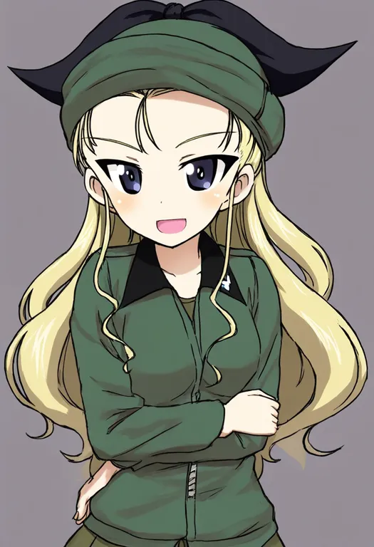 masterpiece, best quality, general, assam (girls und panzer), girls und panzer, solo, upper body, simple background — by k3scat, made with ComfyUI