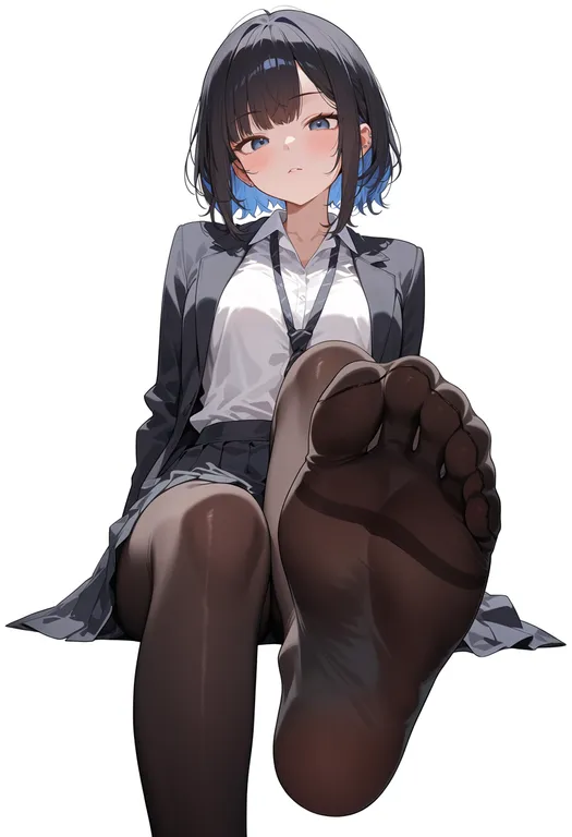 masterpiece, best quality, score_7, safe, foot focus, 1girl, solo, simple background — by k3scat, made with ComfyUI
