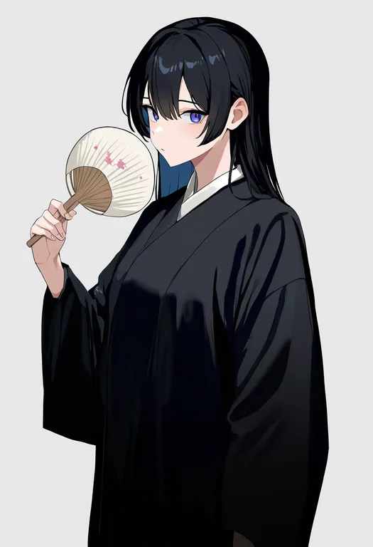 masterpiece, best quality, newest, absurdres, highres, safe, paper_fan, 1girl, solo, simple_background — by k3scat, made with ComfyUI