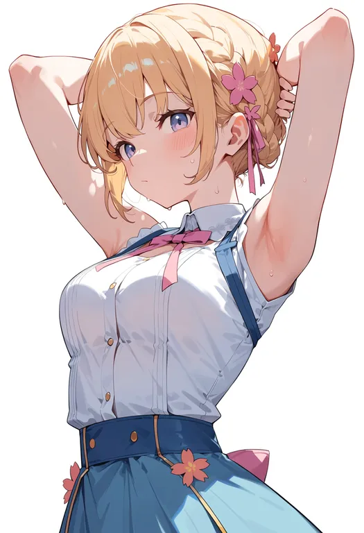 masterpiece, best quality, score_7, safe, kamisato ayaka (springbloom missive), solo, upper body, simple background — by k3scat, made with ComfyUI