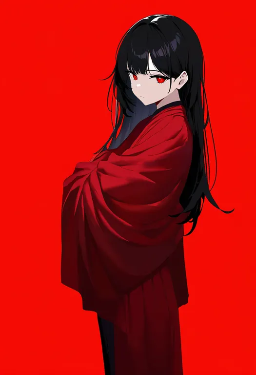 masterpiece, best quality, newest, absurdres, highres, safe, red_shawl, 1girl, solo, simple_background — by k3scat, made with ComfyUI