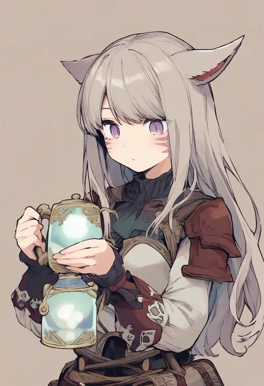 masterpiece, best quality, general, miqo'te, 1girl, solo, simple background — by k3scat, made with ComfyUI