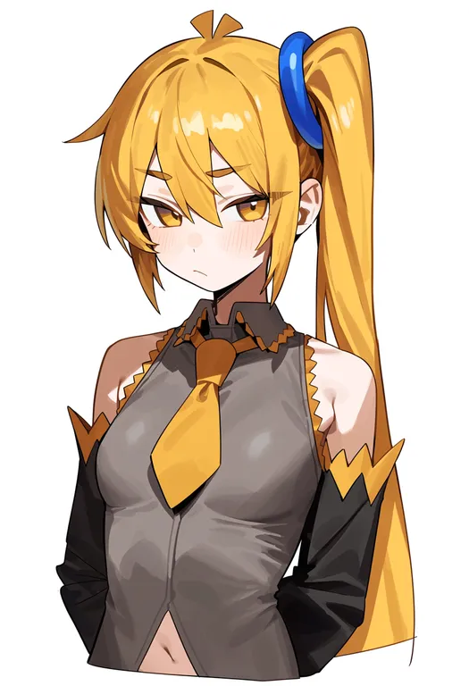 masterpiece, best quality, score_7, safe, akita neru, solo, upper body, simple background — by k3scat, made with ComfyUI