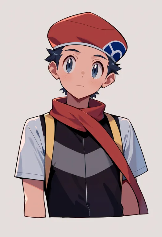 masterpiece, best quality, score_7, safe, lucas (pokemon), pokemon, solo, upper body, simple background — by k3scat, made with ComfyUI