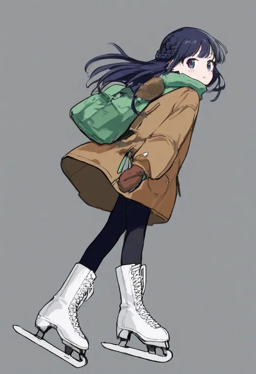 masterpiece, best quality, general, ice skates, 1girl, solo, simple background — by k3scat, made with ComfyUI
