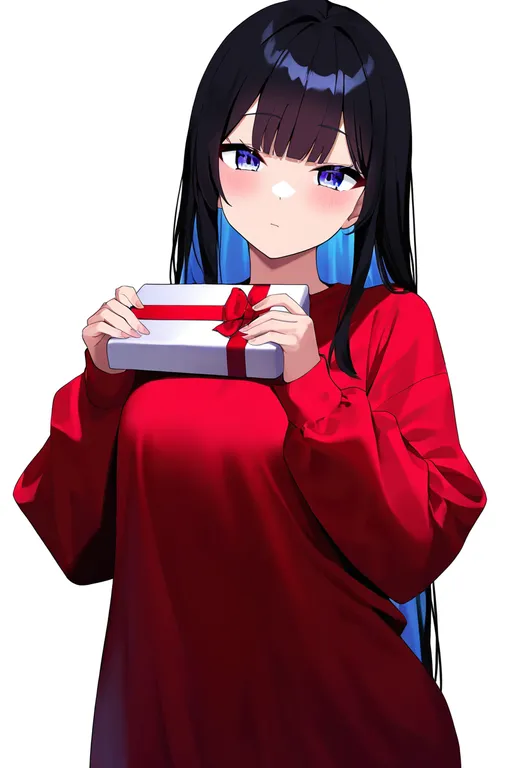 masterpiece, best quality, newest, absurdres, highres, safe, christmas_present, 1girl, solo, simple_background — by k3scat, made with ComfyUI