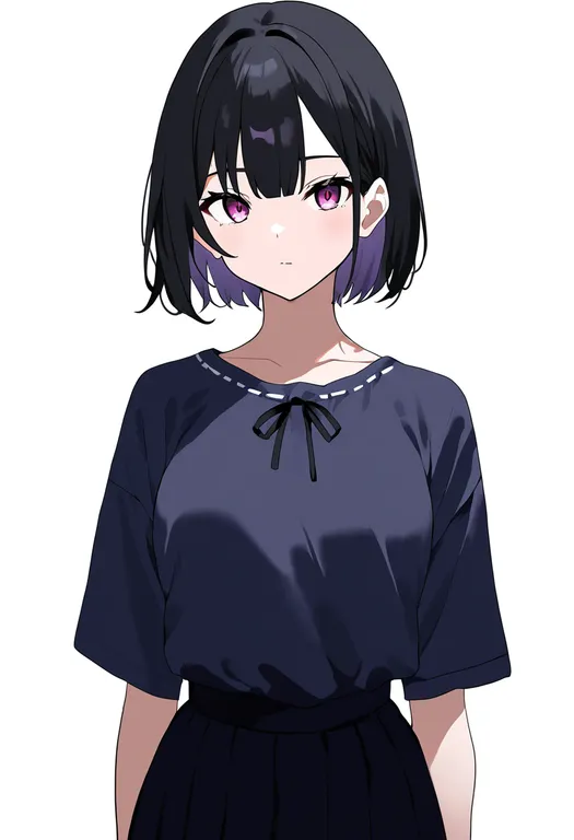 masterpiece, best quality, newest, absurdres, highres, safe, ribbon-trimmed_shirt, 1girl, solo, simple_background — by k3scat, made with ComfyUI