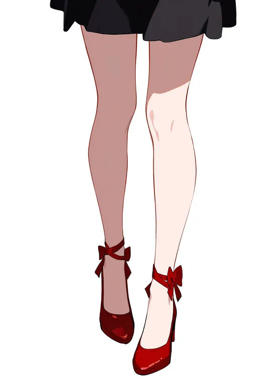 masterpiece, best quality, newest, absurdres, highres, safe, ankle_ribbon, 1girl, solo, simple_background — by k3scat, made with ComfyUI