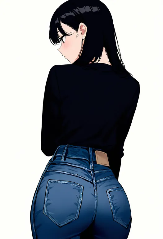 masterpiece, best quality, newest, absurdres, highres, safe, denim, 1girl, solo, simple_background — by k3scat, made with ComfyUI