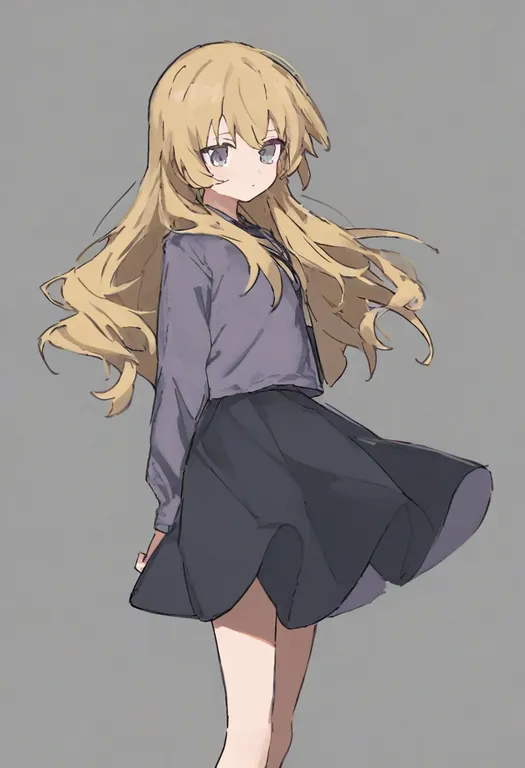 masterpiece, best quality, general, wind lift, 1girl, solo, simple background — by k3scat, made with ComfyUI