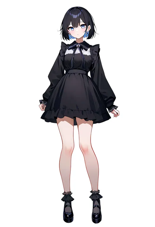 masterpiece, best quality, newest, absurdres, highres, safe, frilled_socks, 1girl, solo, simple_background — by k3scat, made with ComfyUI
