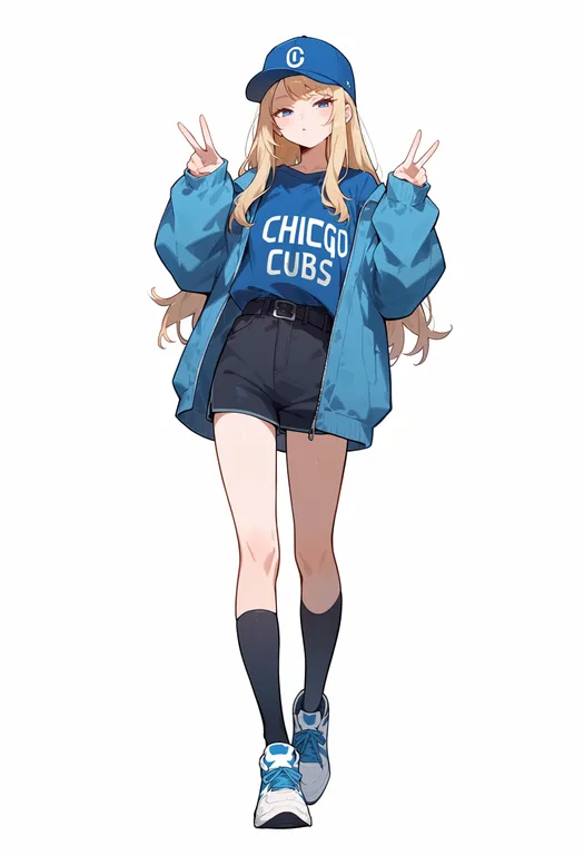 masterpiece, best quality, score_7, safe, chicago cubs, solo, full body, simple background — by k3scat, made with ComfyUI
