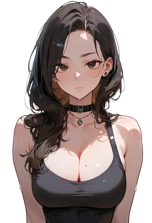 masterpiece, best quality, score_7, safe, grill, 1girl, solo, upper body, simple background — by k3scat, made with ComfyUI