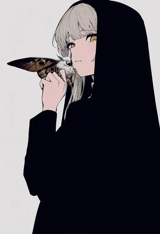 masterpiece, best quality, newest, absurdres, highres, safe, moth, 1girl, solo, simple_background — by k3scat, made with ComfyUI