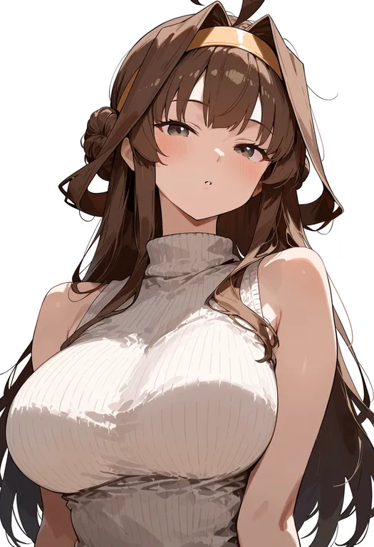 masterpiece, best quality, score_7, safe, kongou (kancolle), kantai collection, solo, upper body, simple background — by k3scat, made with ComfyUI