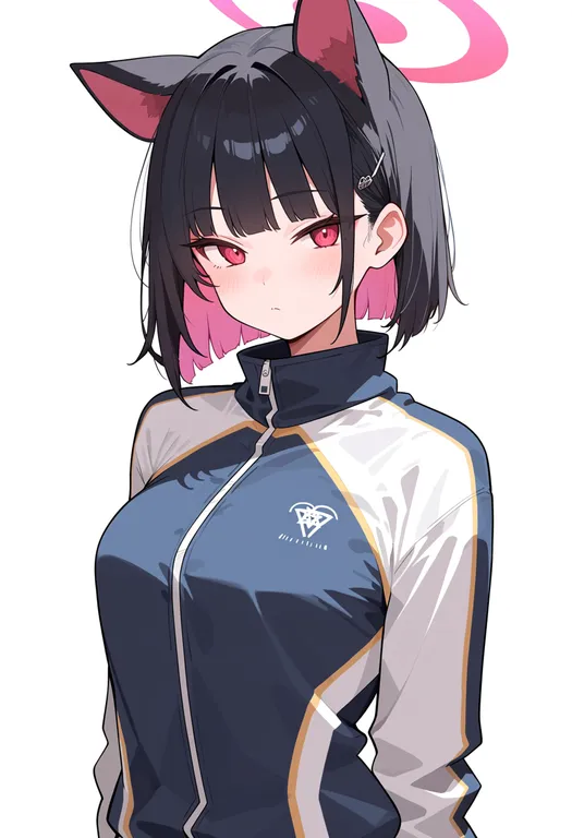 masterpiece, best quality, score_7, safe, mari (track) (blue archive), blue archive, solo, upper body, simple background — by k3scat, made with ComfyUI