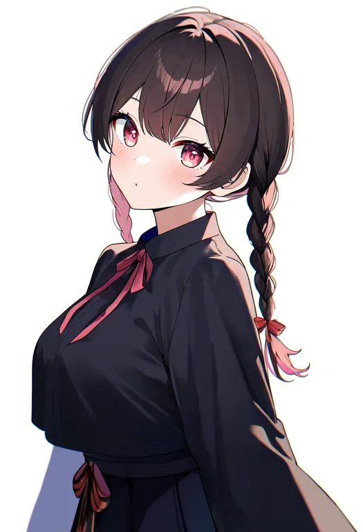 masterpiece, best quality, newest, absurdres, highres, safe, ribbon_braid, 1girl, solo, simple_background — by k3scat, made with ComfyUI