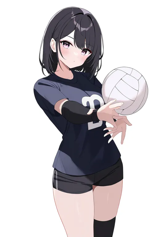 masterpiece, best quality, newest, absurdres, highres, safe, volleyball, 1girl, solo, simple_background — by k3scat, made with ComfyUI