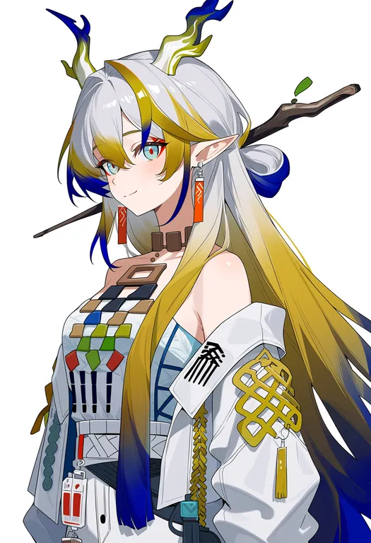masterpiece, best quality, score_7, safe, shu (arknights), arknights, solo, upper body, simple background — by k3scat, made with ComfyUI