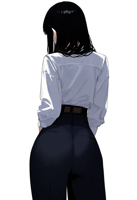 masterpiece, best quality, newest, absurdres, highres, safe, unworn_pants, 1girl, solo, simple_background — by k3scat, made with ComfyUI