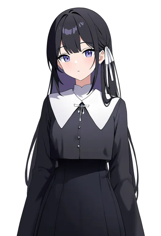 masterpiece, best quality, newest, absurdres, highres, safe, white_ribbon, 1girl, solo, simple_background — by k3scat, made with ComfyUI