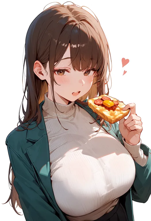 masterpiece, best quality, score_7, safe, breakfast, 1girl, solo, upper body, simple background — by k3scat, made with ComfyUI