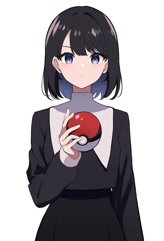 masterpiece, best quality, newest, absurdres, highres, safe, poke_ball_theme, 1girl, solo, simple_background — by k3scat, made with ComfyUI