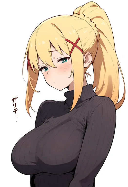 masterpiece, best quality, score_7, safe, darkness (konosuba), solo, upper body, simple background — by k3scat, made with ComfyUI